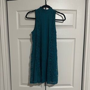 City Triangles Teal A-Line Mini Dress